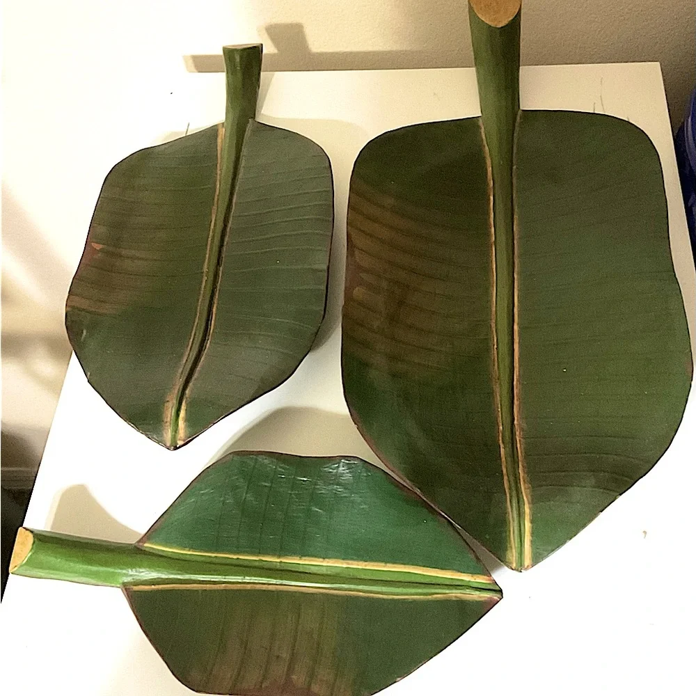 Bamboo Nestled Palm Leaves Set of 3